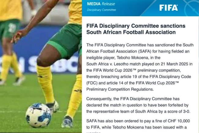 FIFA's Hammer Falls: South Africa Docked Points for Ineligible Player Blunder