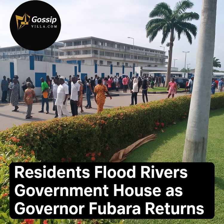 “Residents Storm Rivers Government House as Governor Fubara Makes Triumphant Return”