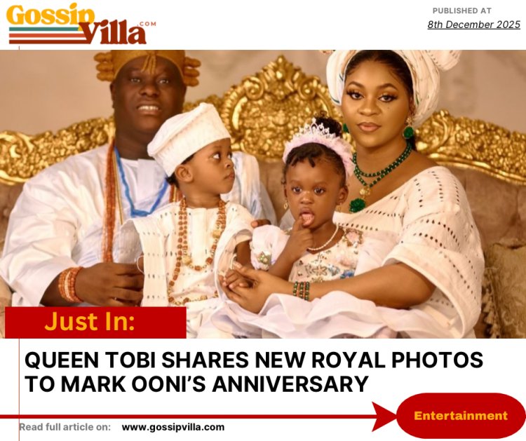 Queen Tobi Phillips Celebrates Ooni of Ife’s 10th Coronation Anniversary with Stunning Royal Family Portraits